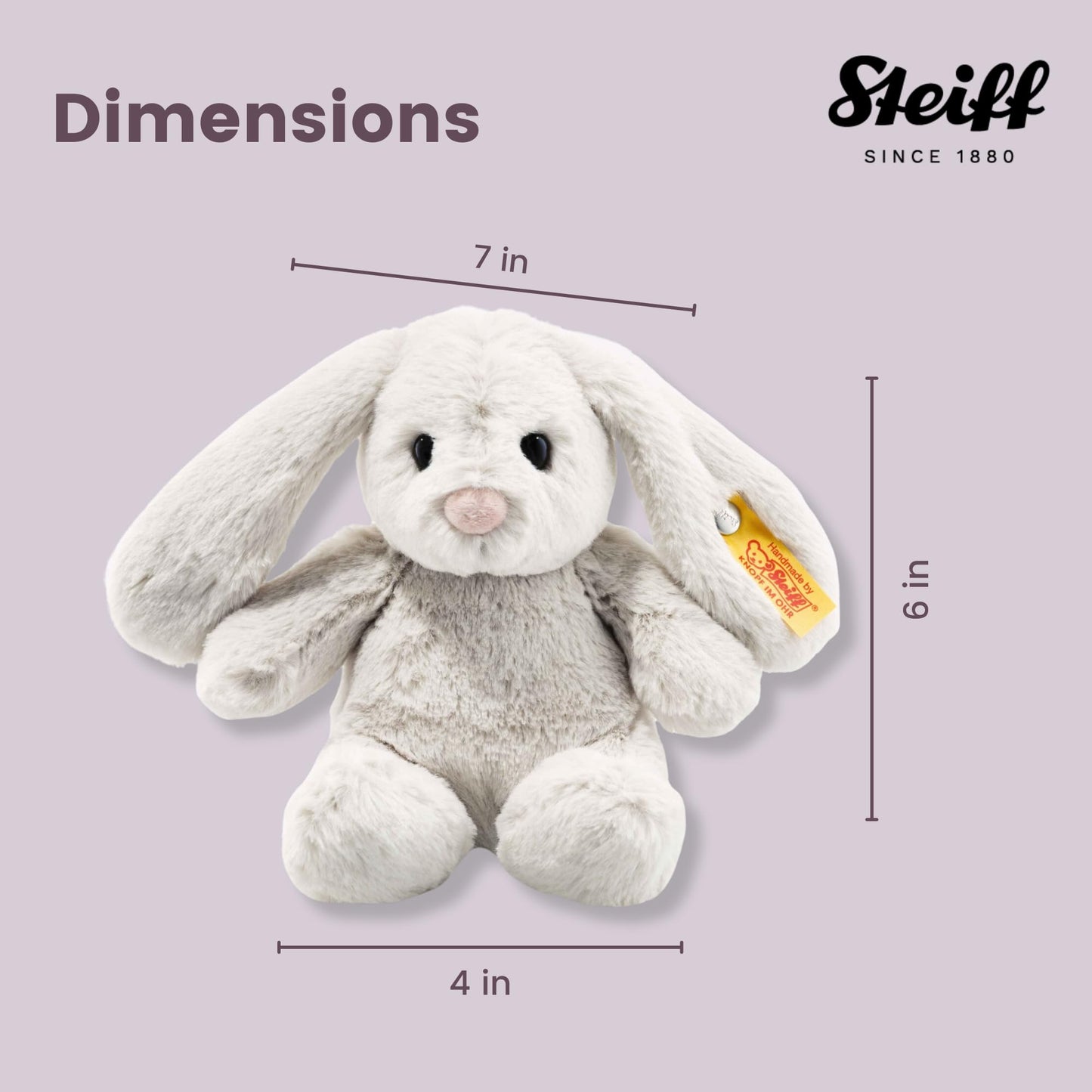 Hoppie Hase 18 cm hellgrau, Plüschtier Hase mit Schlappohren, Soft Cuddly Friends, flauschiges Stofftier zum Kuscheln und Spielen