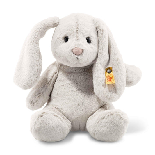 Hoppie Hase mit Schlappohren 28 cm hellgrau, Plüschtier, Soft Cuddly Friends, flauschiges Stofftier zum Kuscheln und Spielen