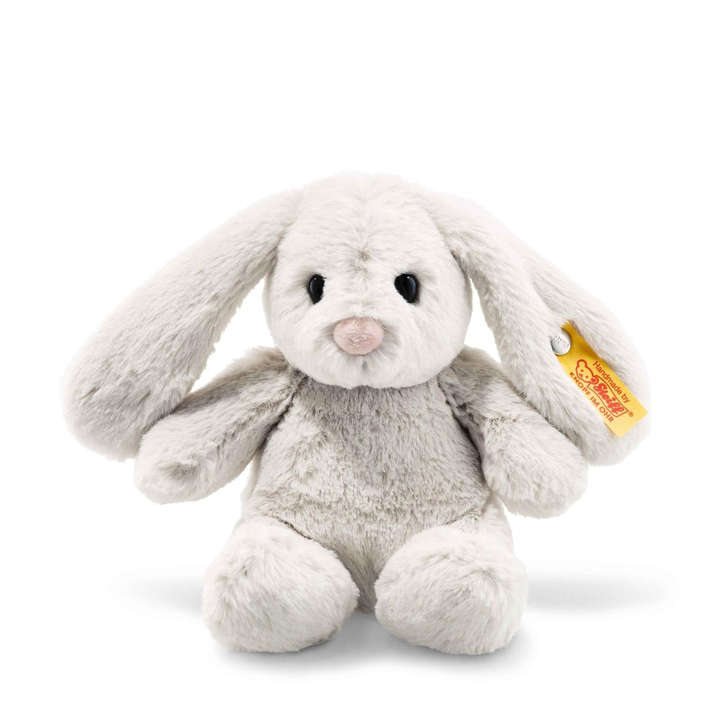 Hoppie Hase 18 cm hellgrau, Plüschtier Hase mit Schlappohren, Soft Cuddly Friends, flauschiges Stofftier zum Kuscheln und Spielen