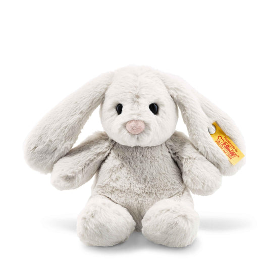 Hoppie Hase 18 cm hellgrau, Plüschtier Hase mit Schlappohren, Soft Cuddly Friends, flauschiges Stofftier zum Kuscheln und Spielen