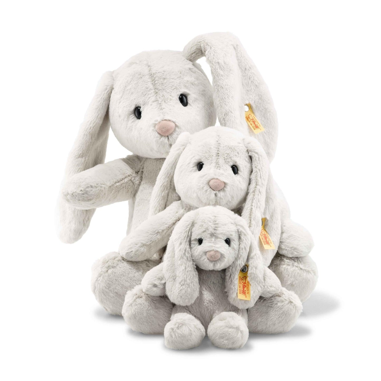 Hoppie Hase 18 cm hellgrau, Plüschtier Hase mit Schlappohren, Soft Cuddly Friends, flauschiges Stofftier zum Kuscheln und Spielen