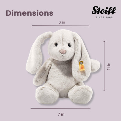 Hoppie Hase mit Schlappohren 28 cm hellgrau, Plüschtier, Soft Cuddly Friends, flauschiges Stofftier zum Kuscheln und Spielen